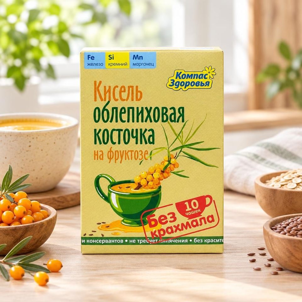 Кисель овсяно-льняной заварной Облепиховая косточка с фруктозой 150гр