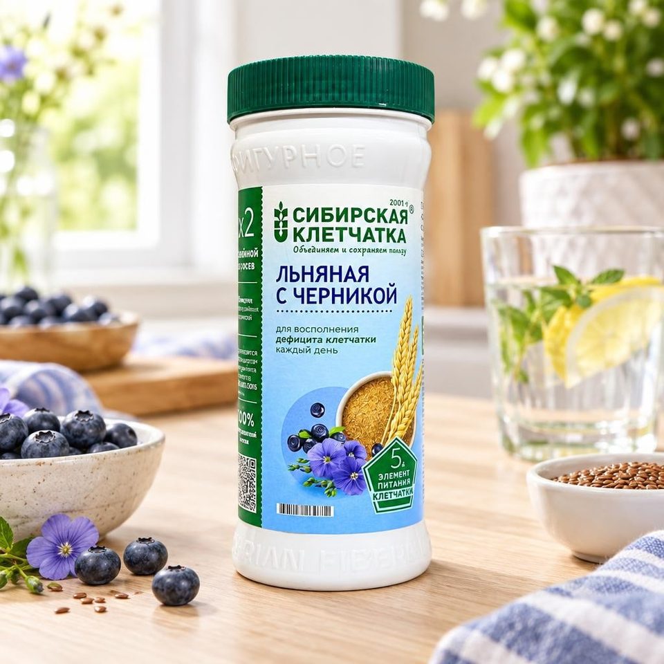 Сибирская клетчатка Льняная с черникой 280гр