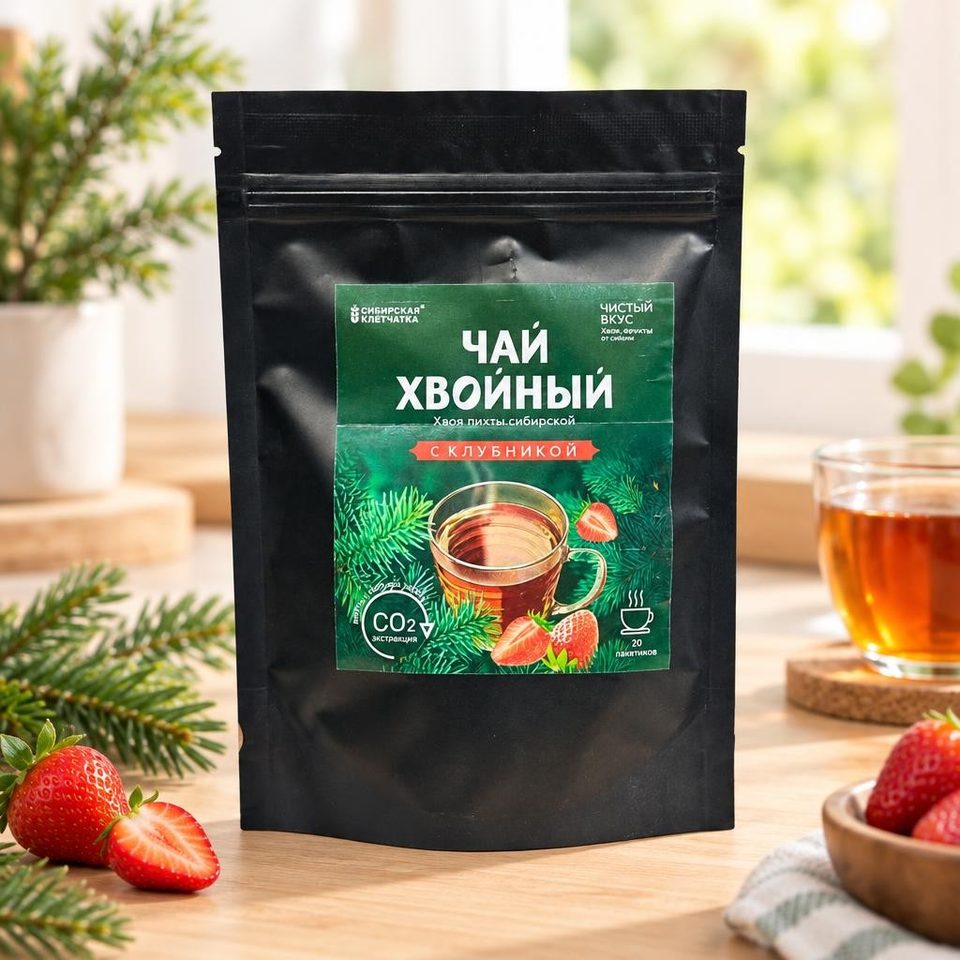 Сибирская клетчатка Хвойный чай С клубникой ф/пак 2 гр