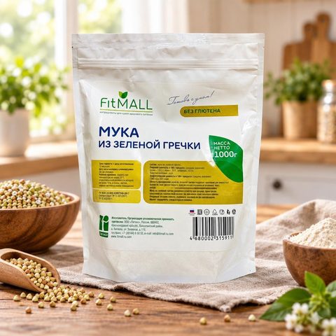 Мука из зеленой гречки 1 кг дойпак 4шт TM Fit Mall