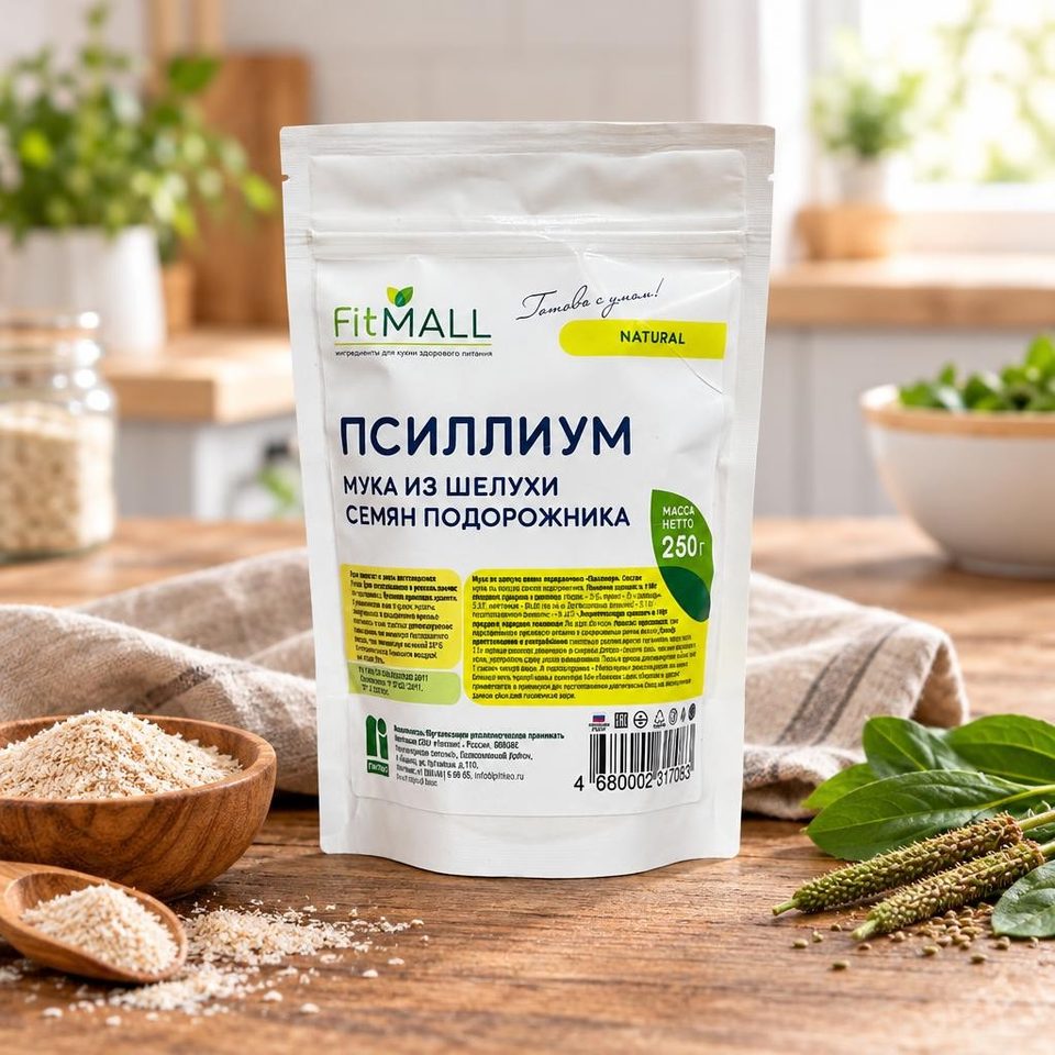 Фитпарад Мука из шелухи семян подорожника Псиллиум 250гр 9шт TM Fit Mall