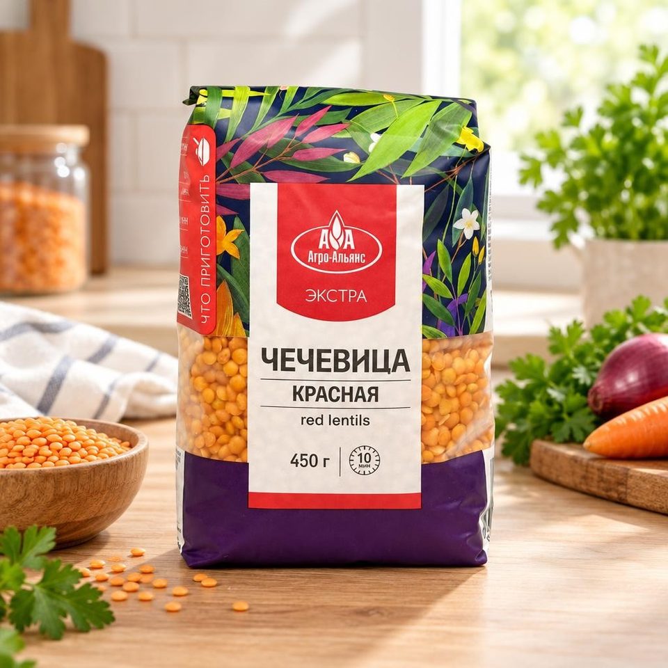 Чечевица красная Экстра 0,45 кг 8 шт