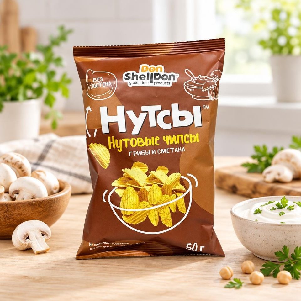 Чипсы нутовые НУТСЫ Грибы и сметана 50 гр
