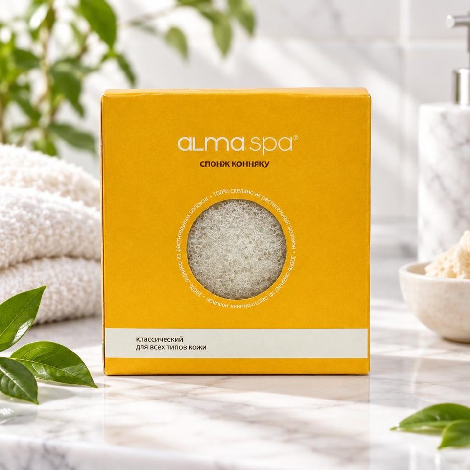 Alma spa Спонж конняку Классический для всех типов кожи