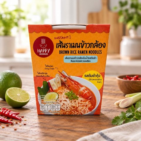 Лапша рамен из коричневого риса быстрого приготовл Том Ям Happy Noodle стакан 70 гр 24 шт