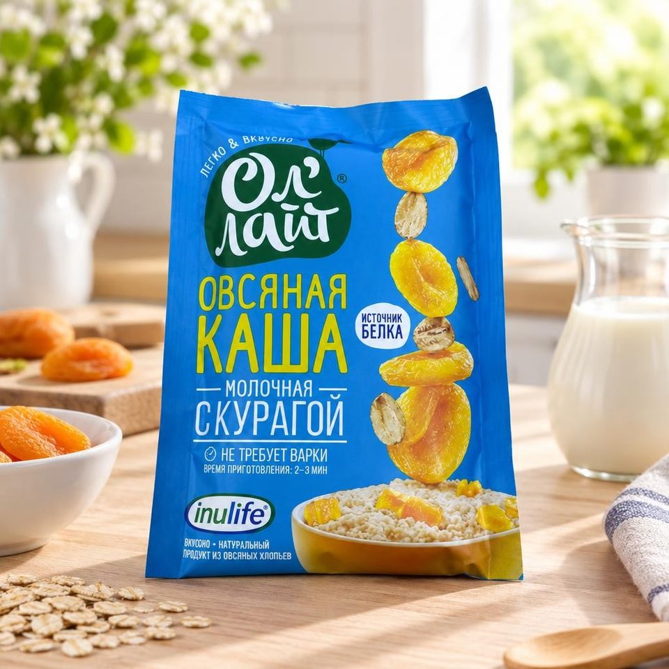Ол Лайт Овсяная молочная каша быстрого пригот с курагой 40гр
