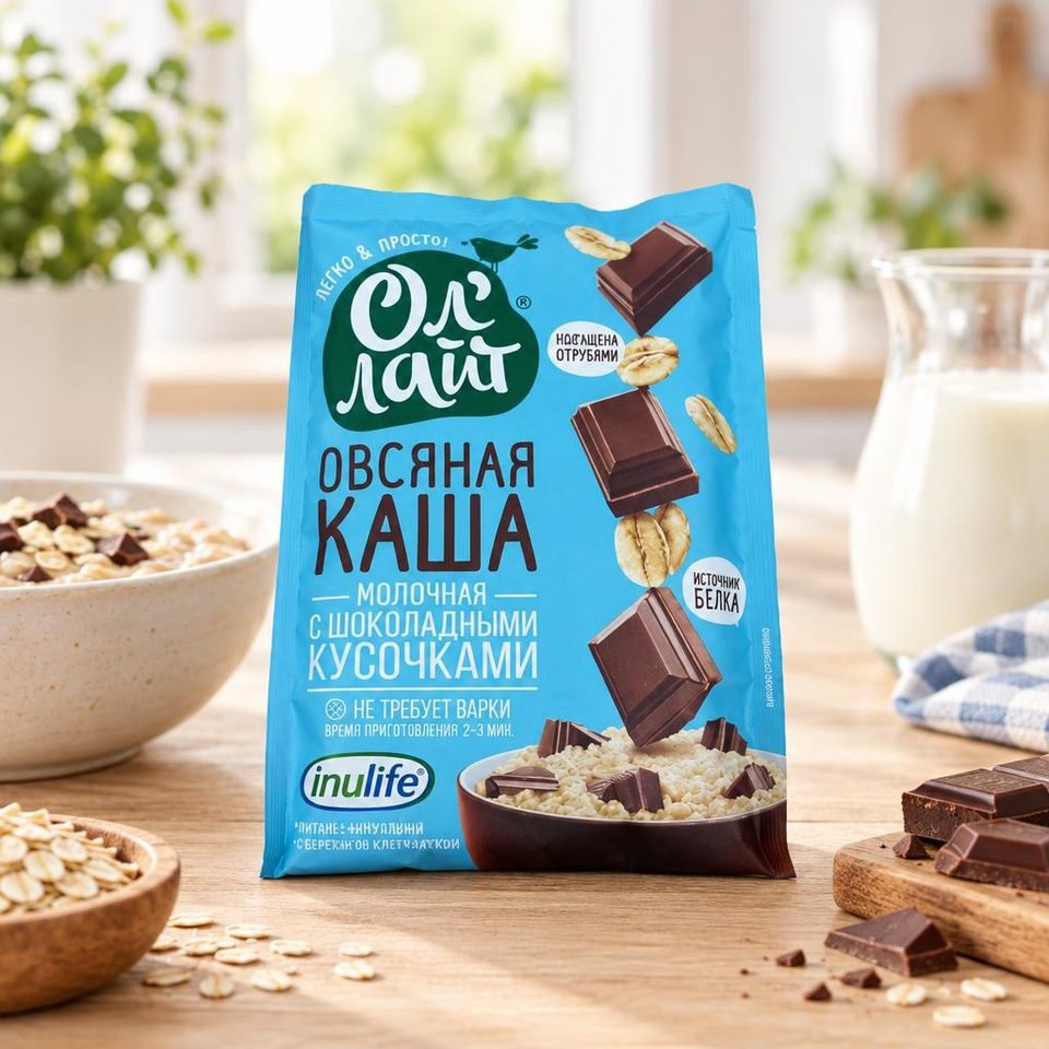 Ол Лайт Овсяная молочная каша быстрого пригот с шоколадными кусочками 40гр