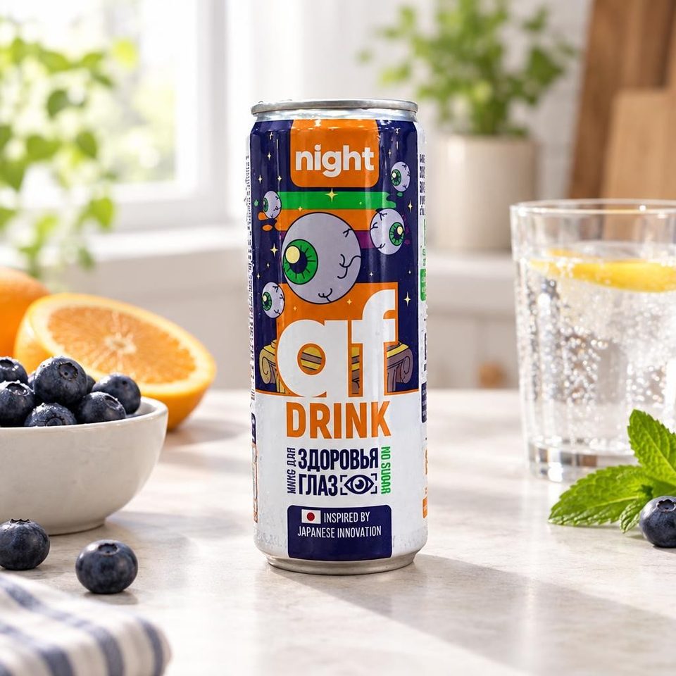 AFDRINK NIGHT ДЛЯ ЗРЕНИЯ Напиток функциональный газированный ж/б 0,33 мл