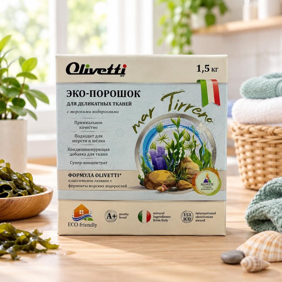 Molecola Эко порошок концентрат для стирки деликатных тканей Водоросли Olivetti 1500гр