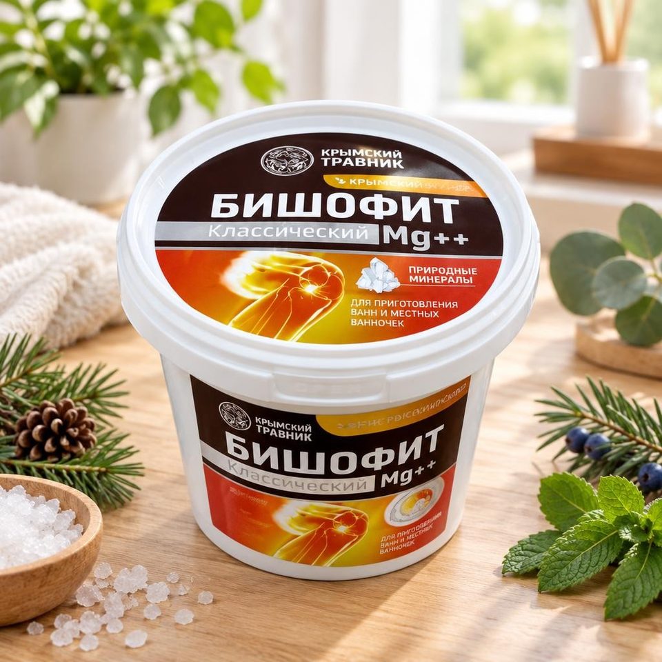 БИШОФИТ КРИСТАЛЛИЧЕСКИЙ с эфирными маслами можжевельника сосны мяты эвкалипта 1200гр