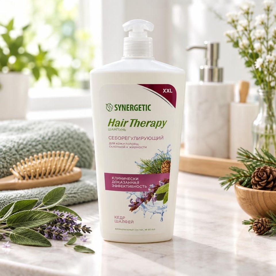 Синергетик Шампунь Себорегулирующий Hair Therapy 900мл 6шт
