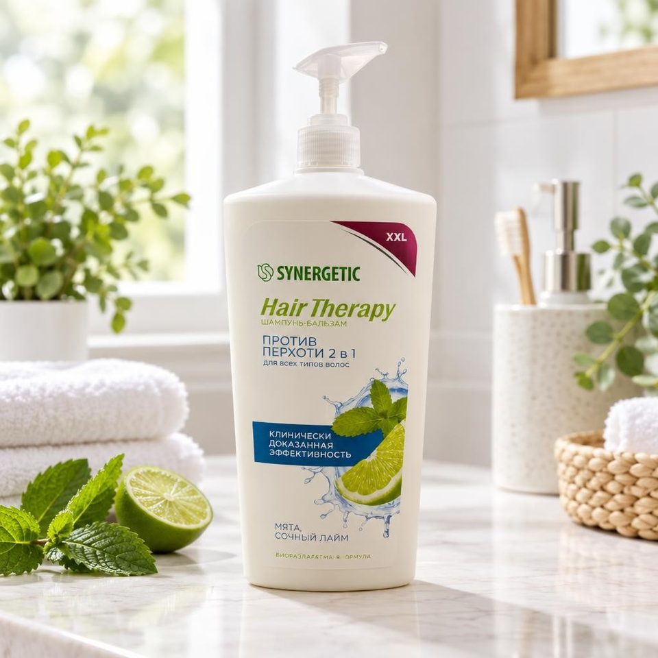 Синергетик Шампунь-бальзам Против перхоти 2в1 Hair Therapy 900мл 6шт