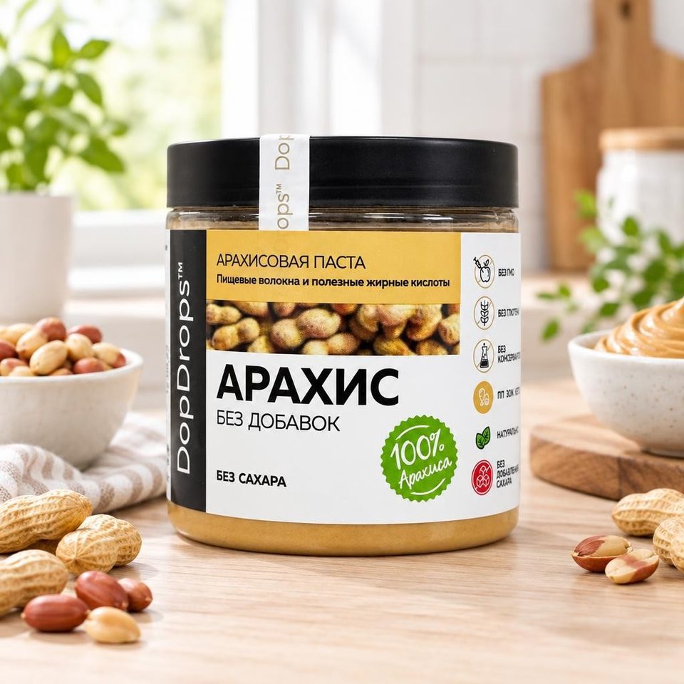 DopDrops паста Арахисовая Без добавок 500гр