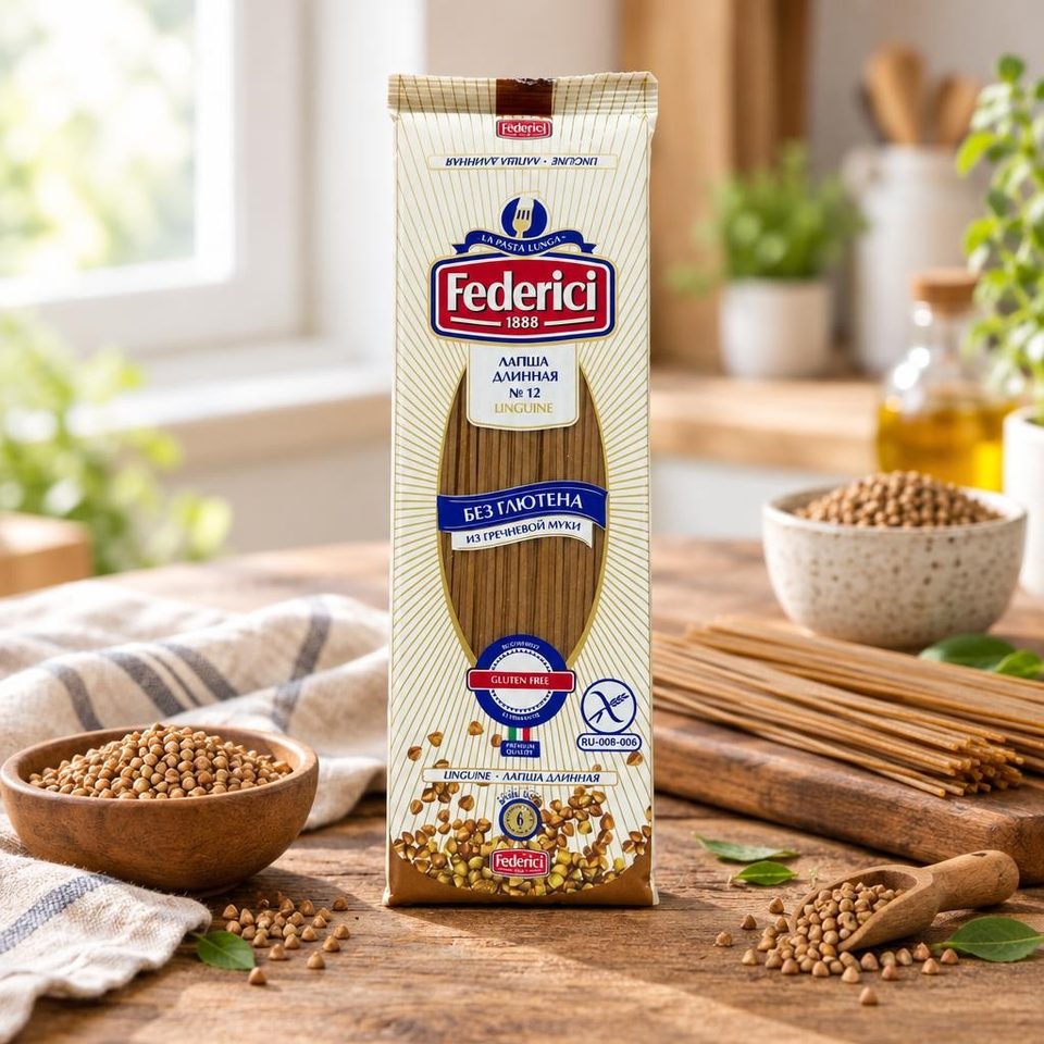 Federici Linguine Изделия макаронные без глютена из гречневой мукой Лапша длинная 250гр 24 шт
