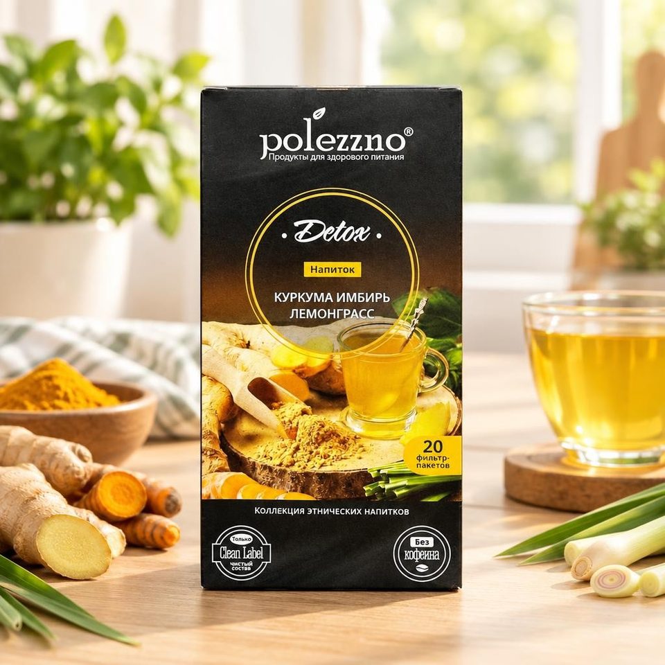 Polezzno Куркума, имбирь и лемонграсс 20 пакетиков 40гр 21шт