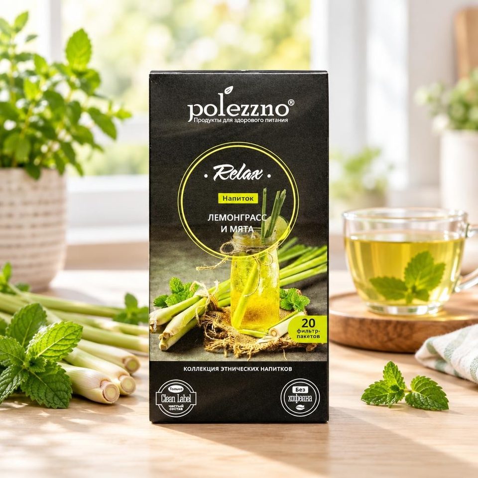 Polezzno Чай лемонграсс и мята 20 пакетиков 30 гр 21 шт