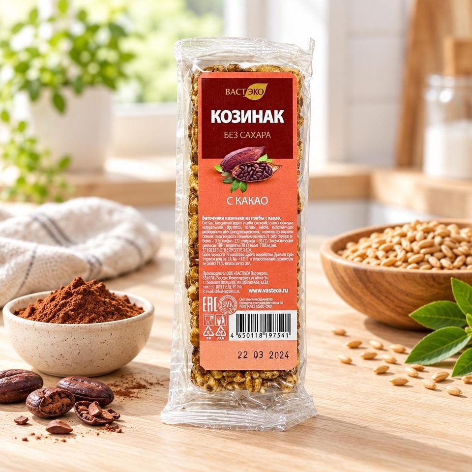 Батончики козинаки из полбы с какао 20 гр 9 шт