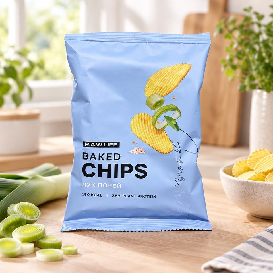 Рау лайф Baked Chips Лук порей 35гр 6шт