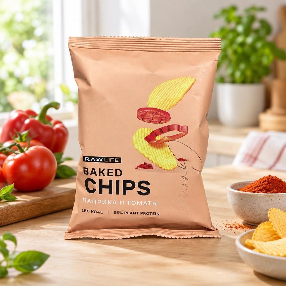 Рау лайф Baked Chips Паприка и томат 35гр 6шт