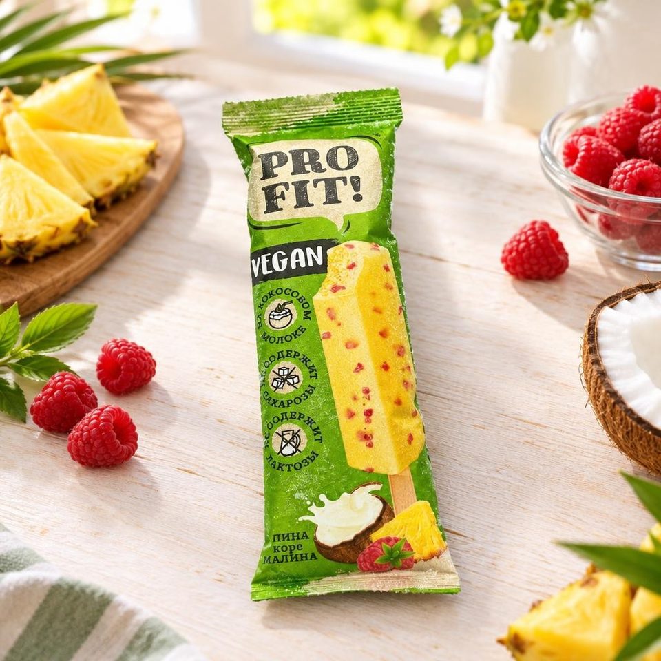 Pro Fit Эскимо на кокос.мол с пюре ананаса и малиной без сахара 50гр*21
