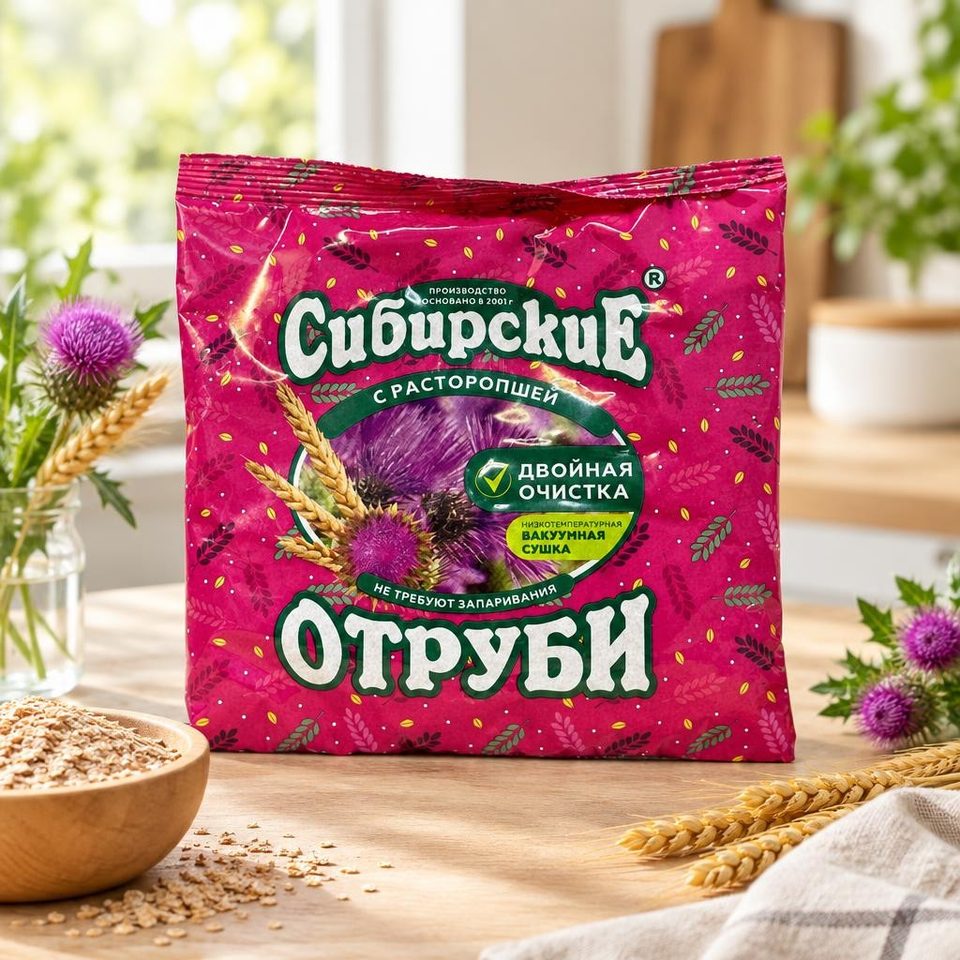 Сибирская клетчатка Отруби Сибирские Пшеничные с расторопшей 200гр 20шт