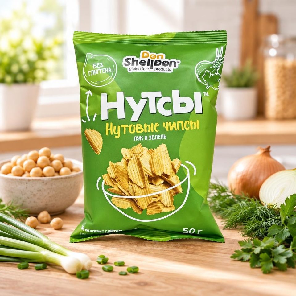 Чипсы нутовые НУТСЫ Лук и зелень 50 гр
