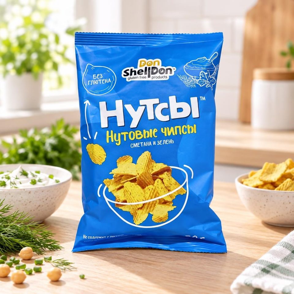 Чипсы нутовые НУТСЫ Сметана и зелень 50 гр