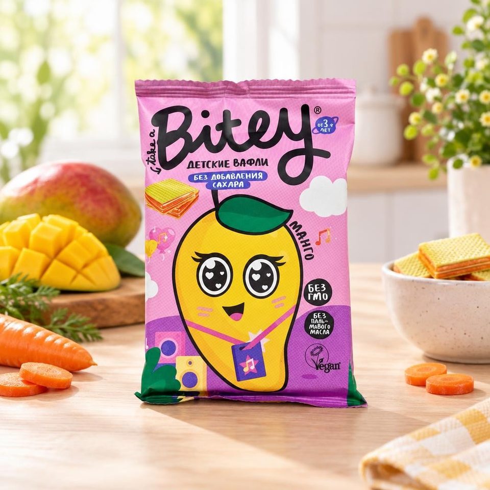 Bitey Вафли фруктово-овощные Манго-Морковь 35гр 10шт
