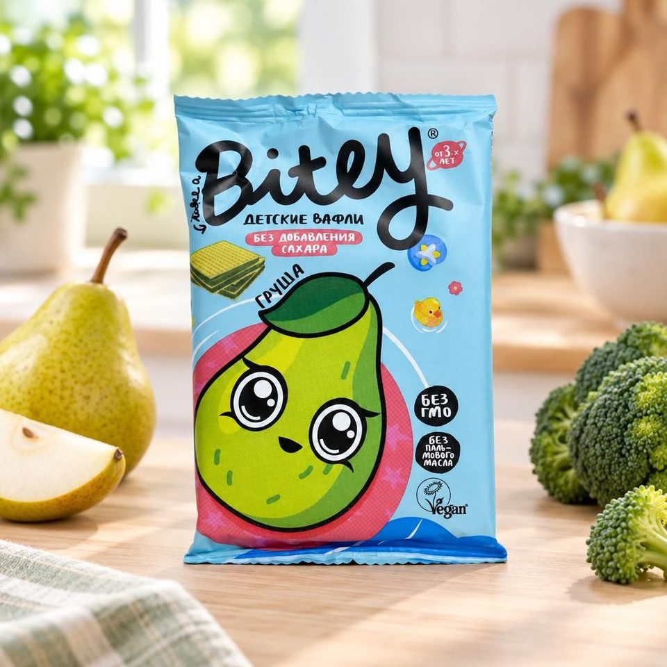 Bitey Вафли фруктово-овощные Груша-Брокколи 35гр 10шт