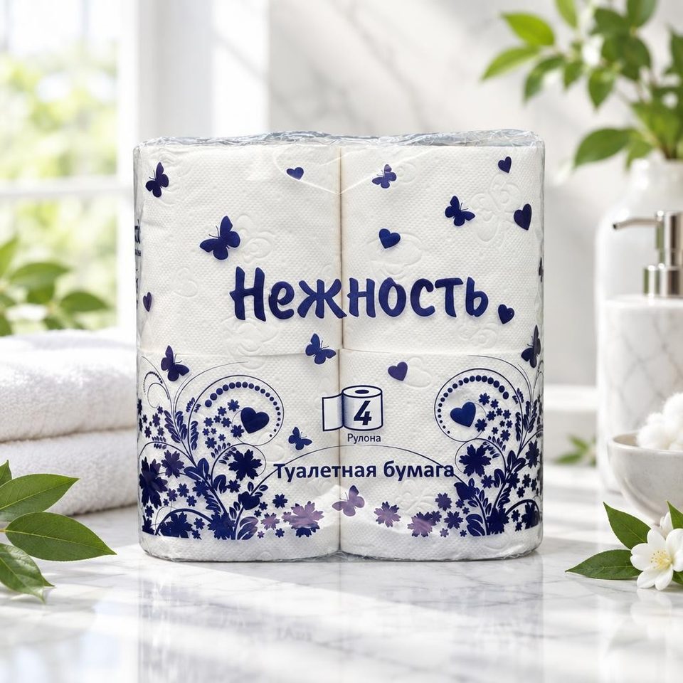 Нежность Туалетная бумага 4шт