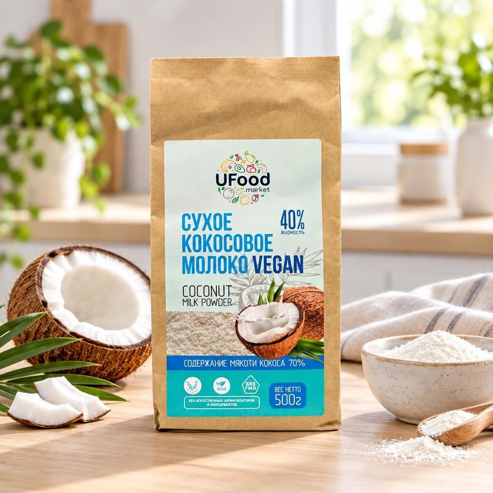 Ufood Сухое кокосовое молоко AFI Vegan 40% дой-пак 500гр