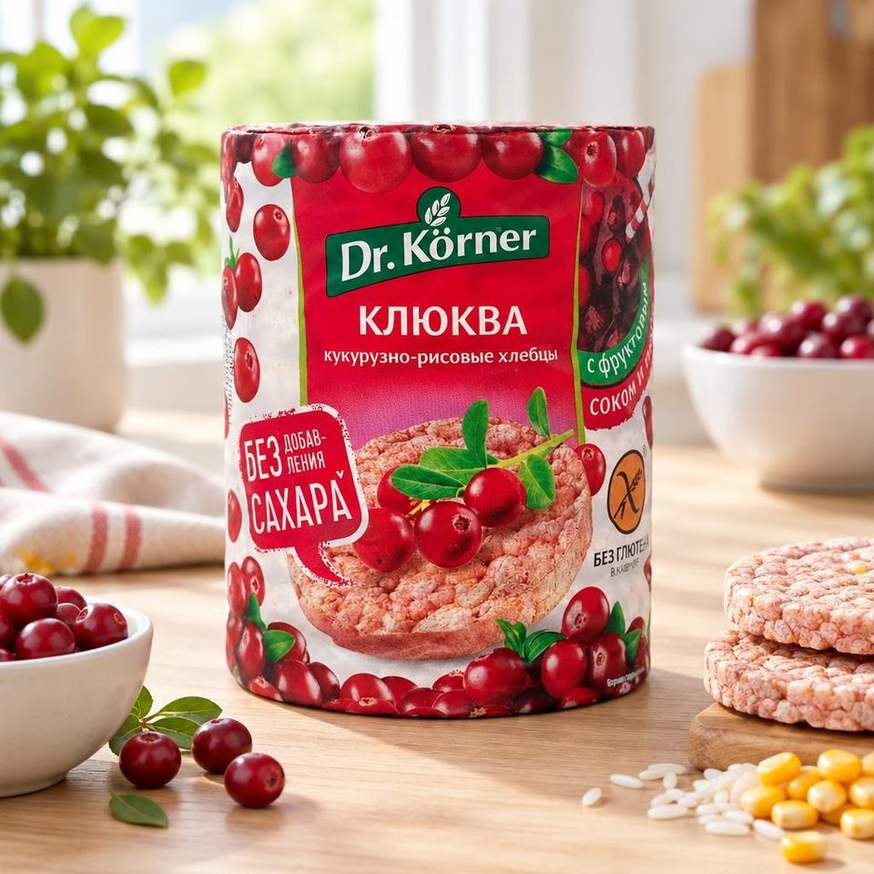 Dr Korner Хлебцы хрустящие Кукурузно-рисовые с клюквой 90гр