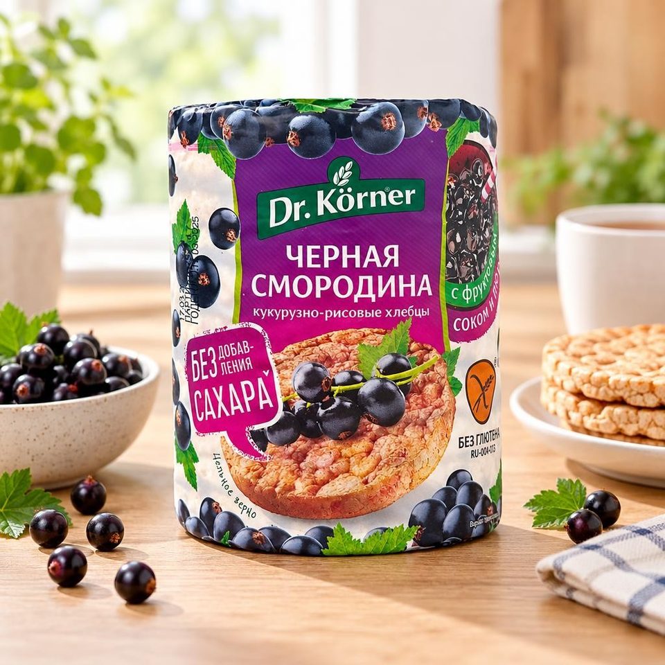 Dr Korner Хлебцы хрустящие Кукурузно-рисовые с черной смородиной 90гр