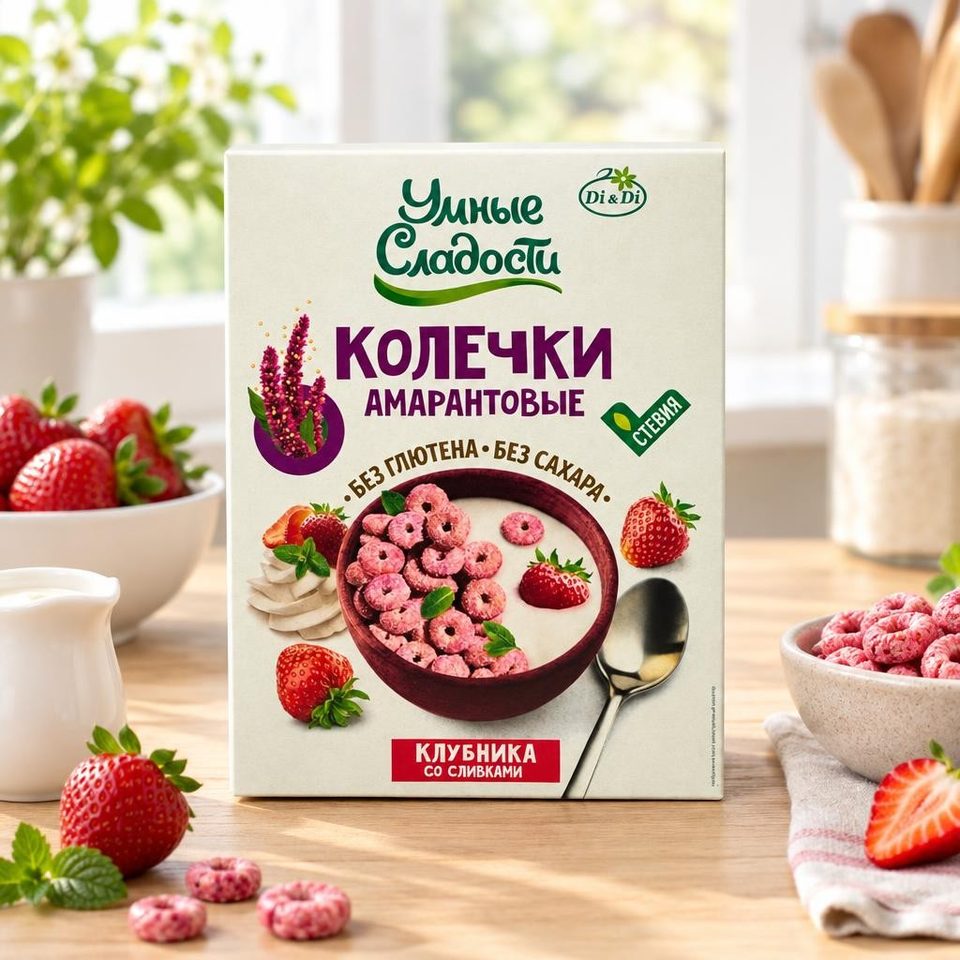 Колечки Умные сладости амарантовые Клубника со сливками 150 гр 9 шт