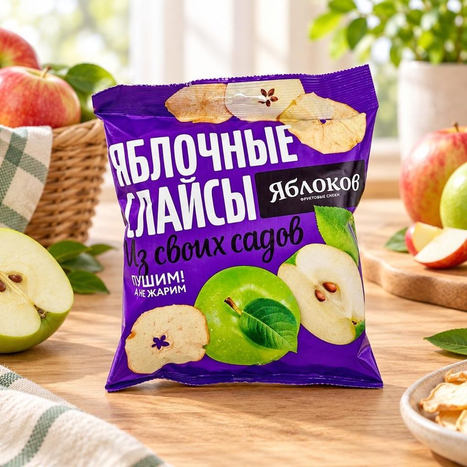 Яблочные слайсы Яблоков 25 гр 1х30