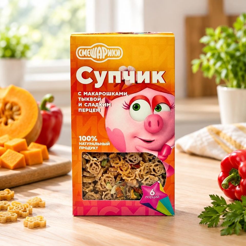 Смешарики Супчик с макарошками тыквой и сладким перцем 160 гр 10 шт