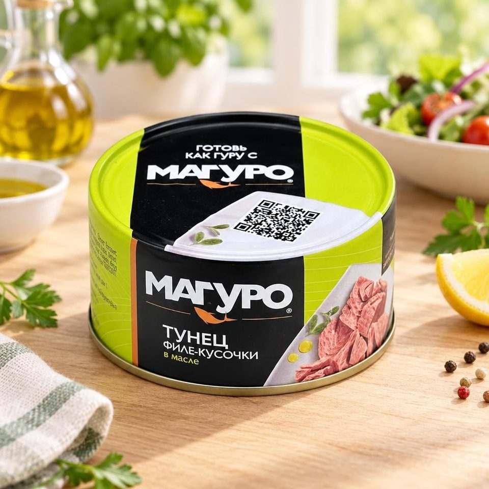 Тунец Магуро желтоперый филе-кусочки в масле Китай 170 гр 24 шт