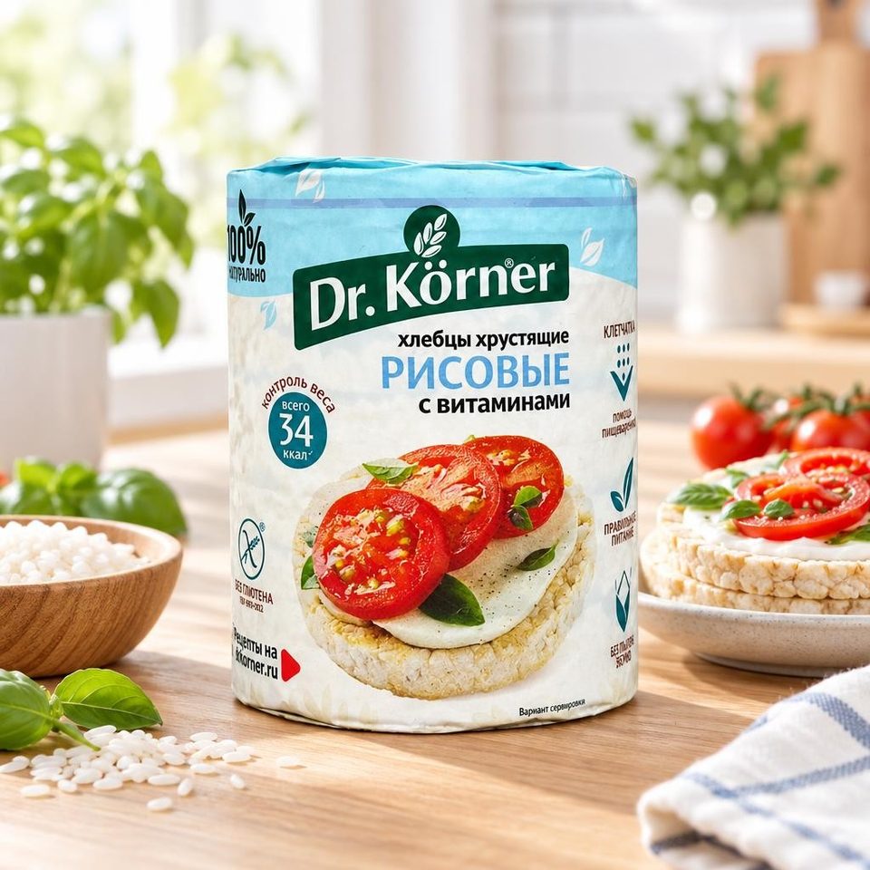 Dr Korner Хлебцы хрустящие рисовые с витаминами 100гр 20шт