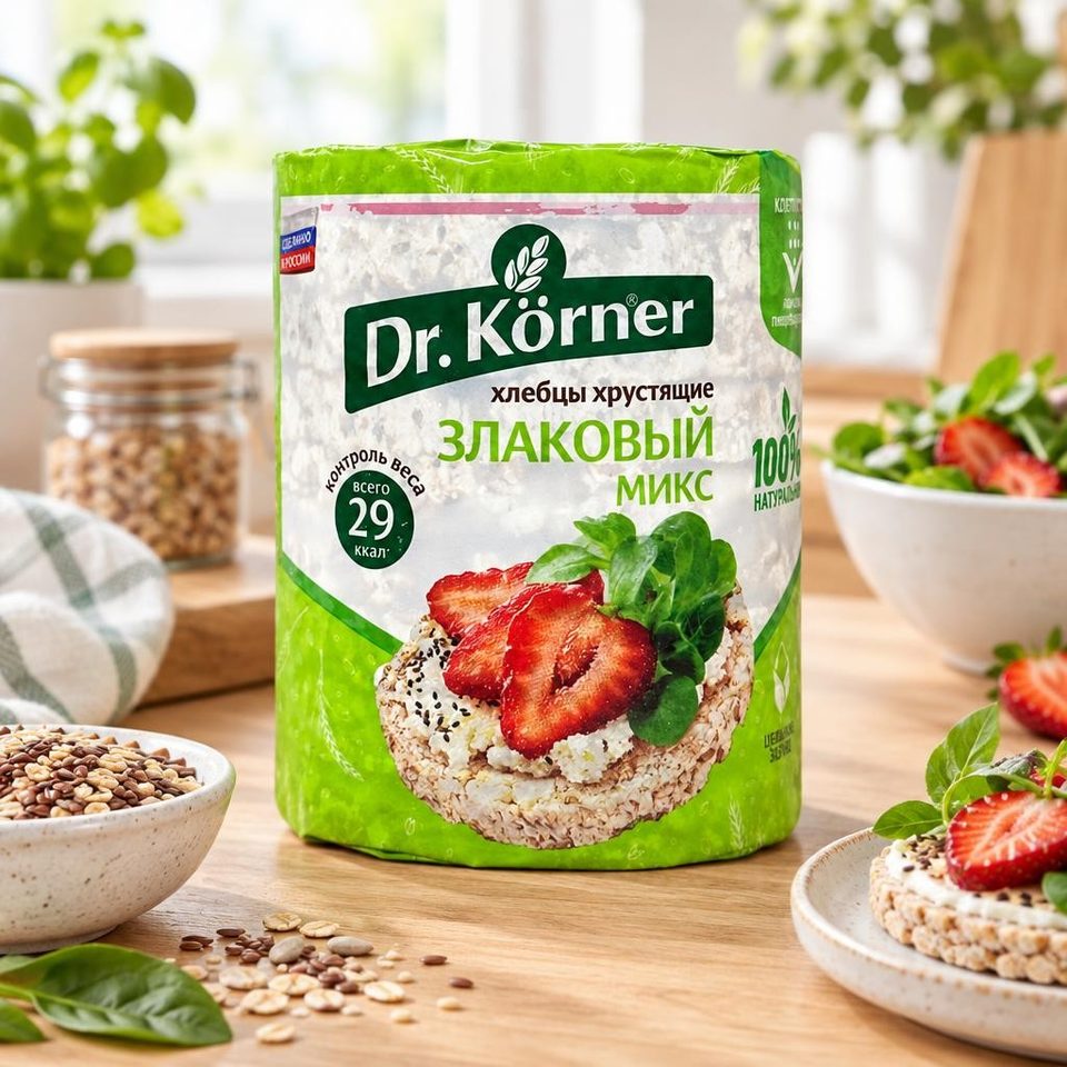 Dr Korner Хлебцы хрустящие злаковый микс без соли 100гр