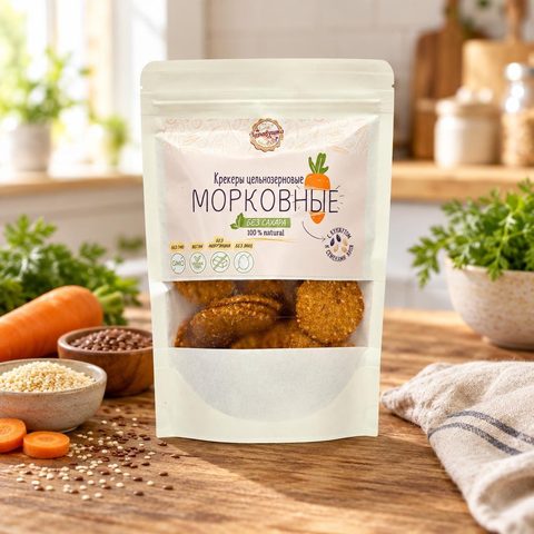 Здравушка Крекеры Морковные Кунжут семена льна 150гр