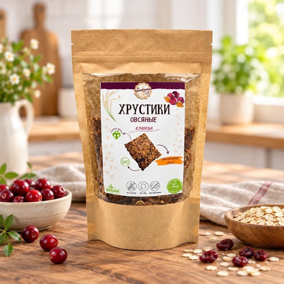 Здравушка Хрустики Овсяные клюква 150гр