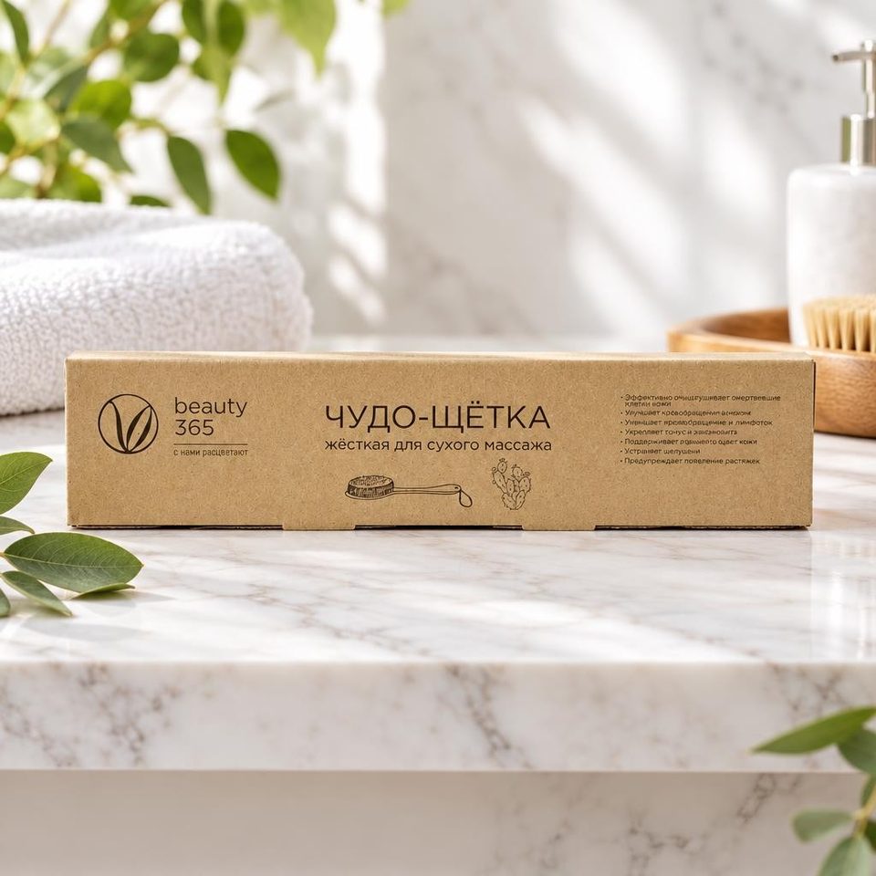 Beauty 365 Чудо щетка для сухого массажа натуральное волокна Жесткая