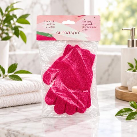 Alma spa Мочалка-перчатка массажная 2шт (розовая)