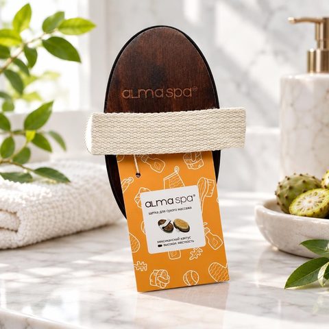 Alma spa щетка из кактуса для сухого массажа на ремне 13см