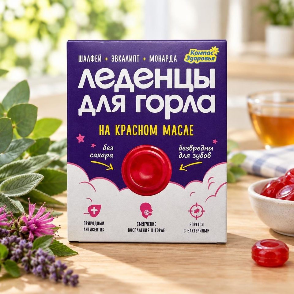 Карамель леденцовая красное масло эвкалипт шалфей монарда 32гр