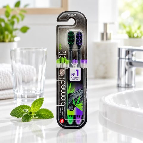Biomed Комплексная зубная щетка Biomed black набор 2шт