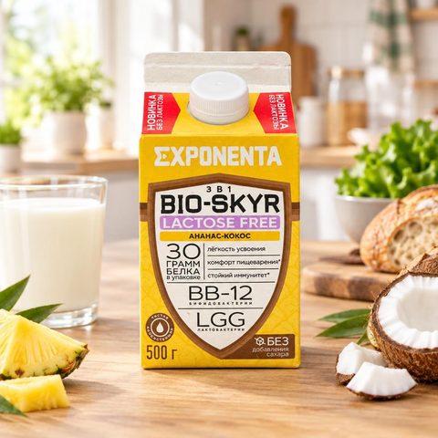 Exponenta Напиток кисломолочный Био-Скир Ананас-Кокос 500гр