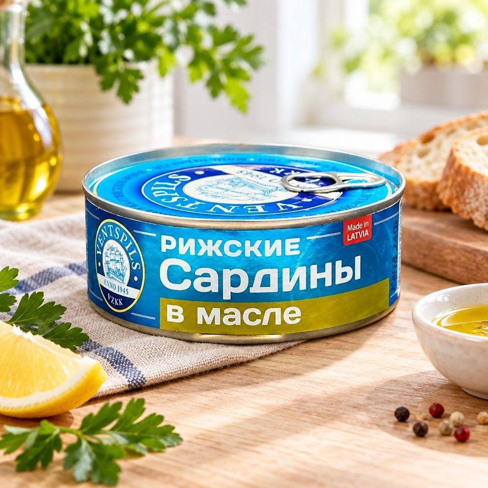 Ventspils Рижские сардины в растительном масле с ключиком 240гр