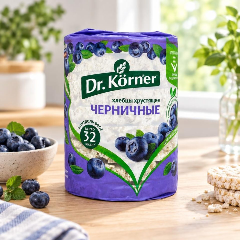 Dr Korner Хлебцы хрустящие злаковый коктейль Черничный 100гр