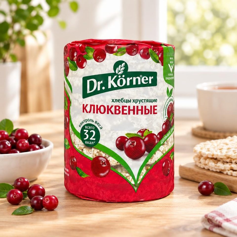 Dr Korner Хлебцы хрустящие злаковый коктейль Клюквенный 100гр